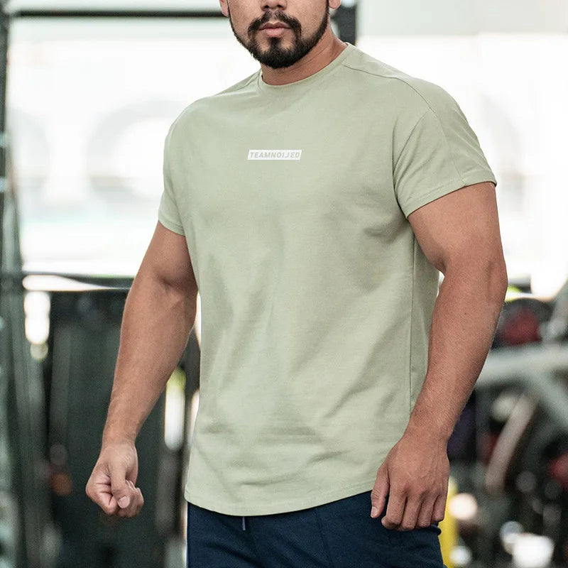 Men's Gym T Shirts Quick Dry Short Sleeve Summer Sports T-shirt Elastic Fitness Workout Tops Casual Bodybuilding Athletic Tee