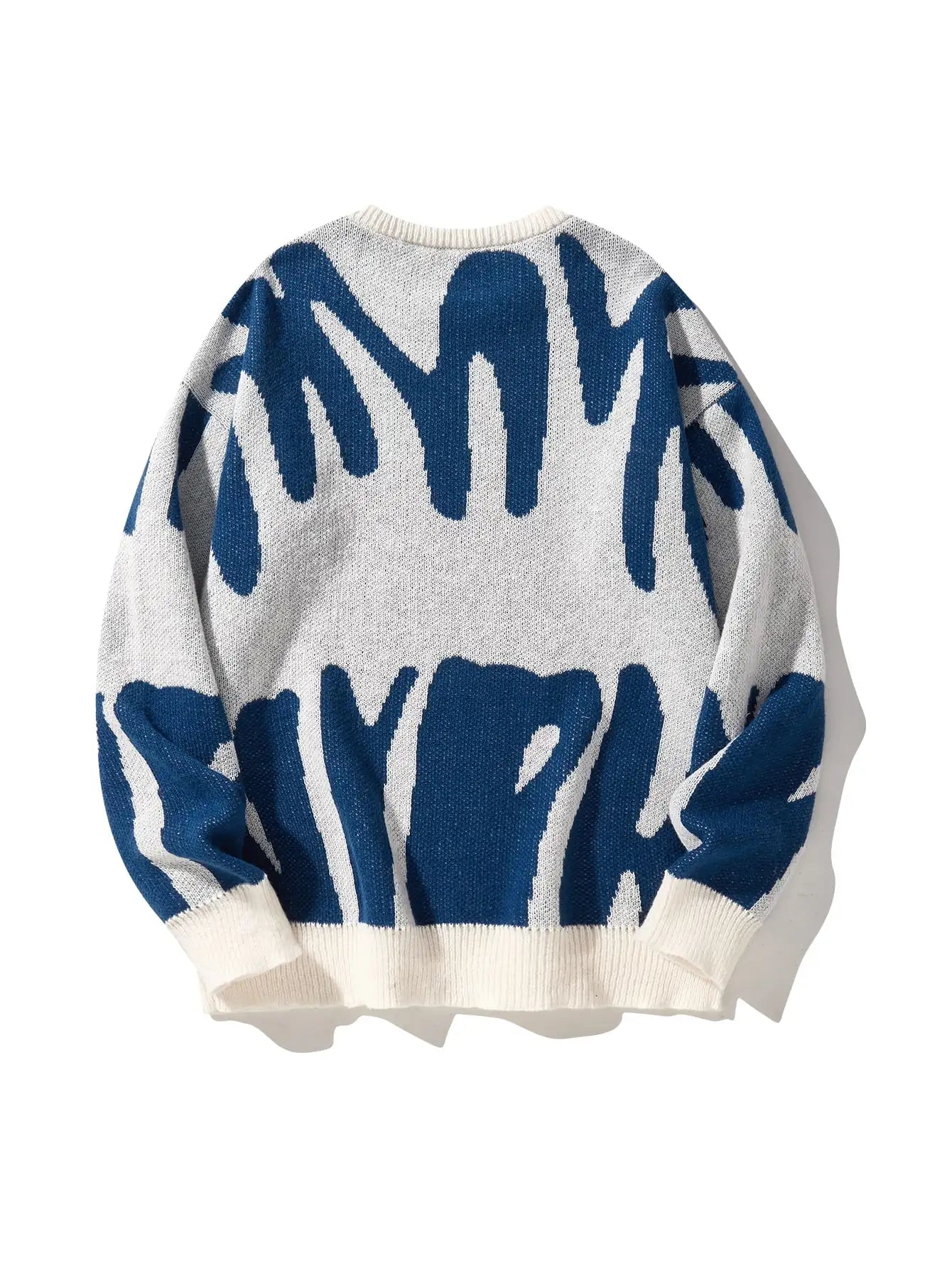 Geometric Knit Contrast Pullover Sweater