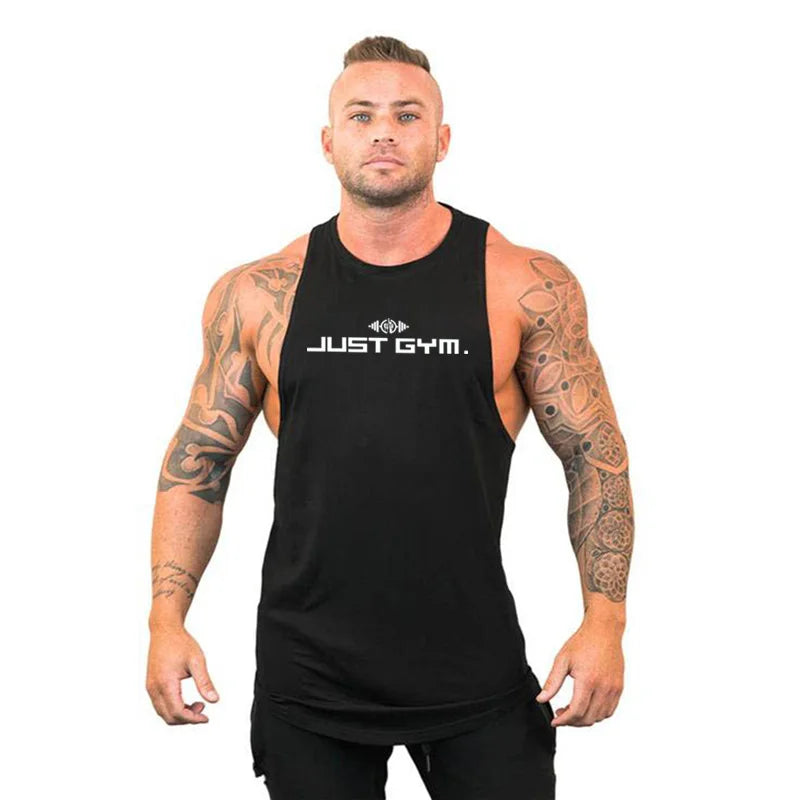 Summer Bodybuilding Tank Tops Workout Stringer Sleeveless Shirts Fitness Mens Gym Clothing Cotton Breathable Sport Muscle Vests