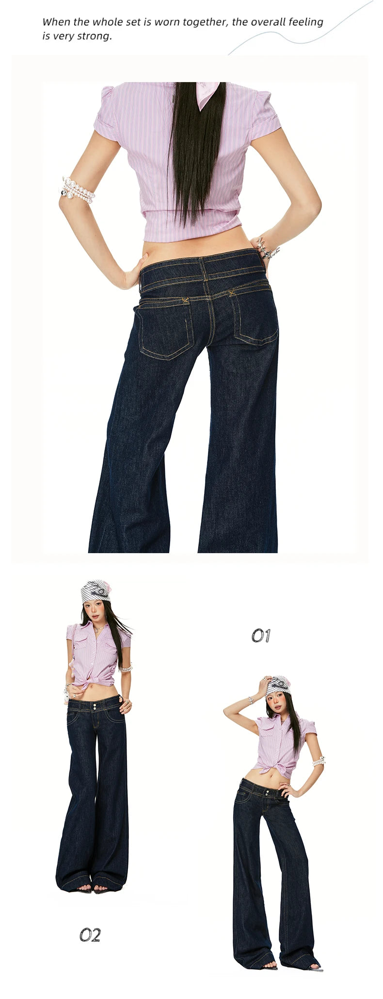 Women Vintage Blue Jeans Hip Hop Fashion Streetwear Y2K Wide Leg Straight Low Waist Jeans Baggy Denim Pants