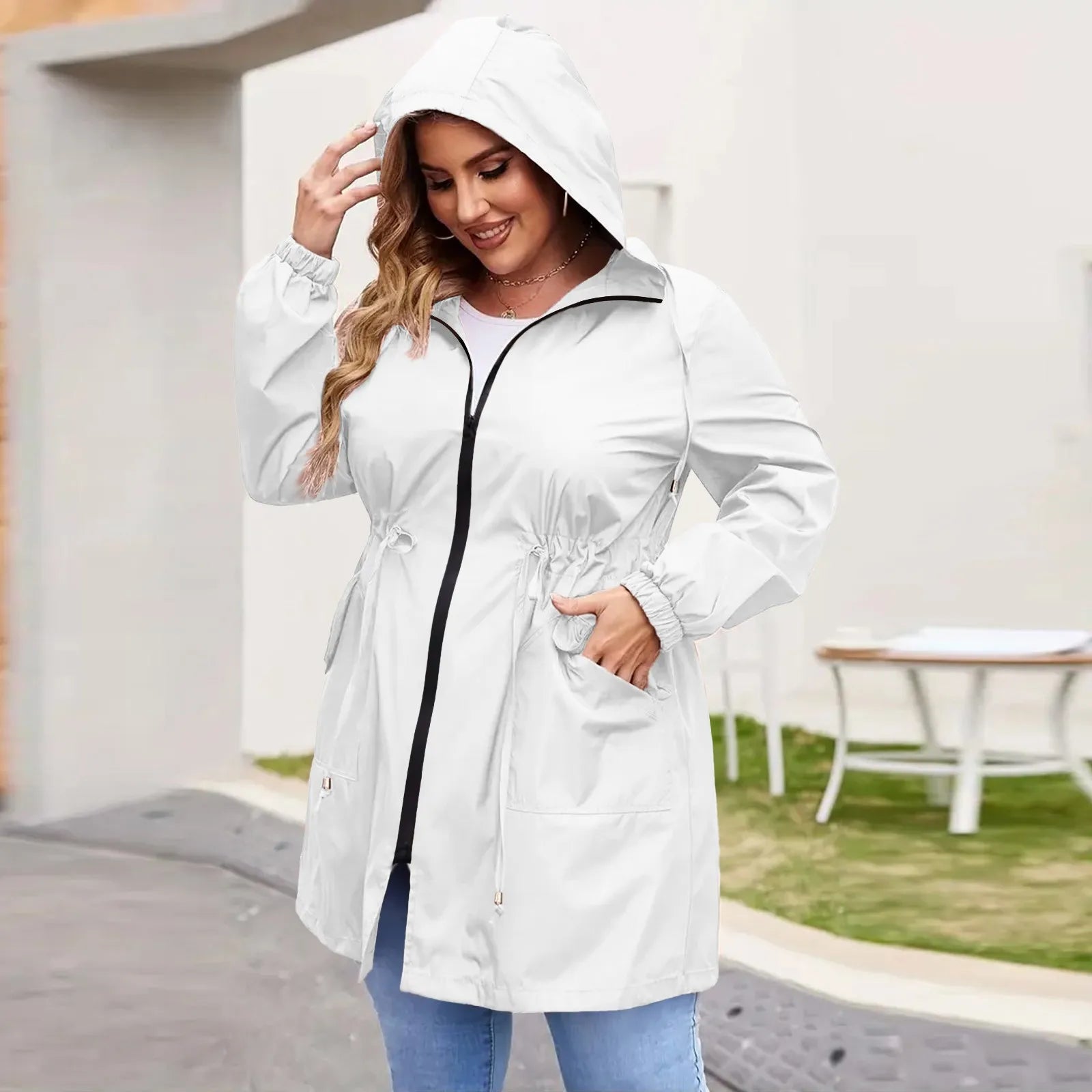 Women Trench Coat New Spring Autumn Jacket Casual Long Sleeve Hooded Mid Long Windbreaker Female Overcoat High-Quality Coats
