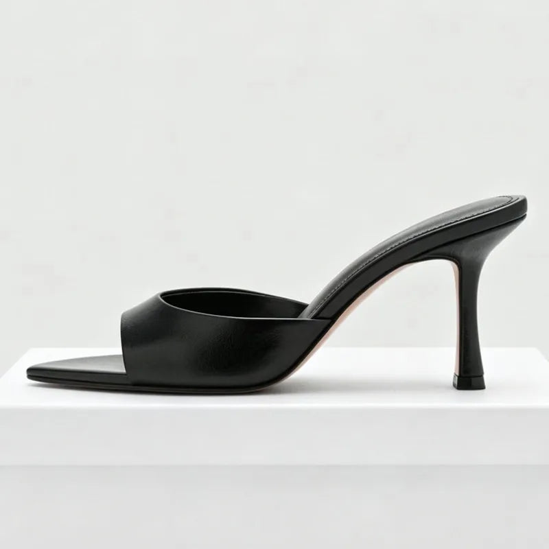 Sexy Brand High Heels Slides Female Slippers New Summer Open Toe Sandals Female Concise Mature Designer Banquet Party Shoe Woman