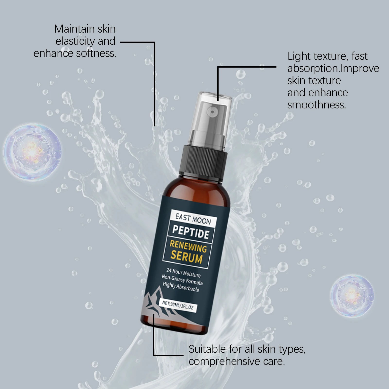 Men Renewing Serum Spray Hydrating & Firming Face Essence Wrinkle Reduction Shrink Pores Smoothing Tightening Skin Care