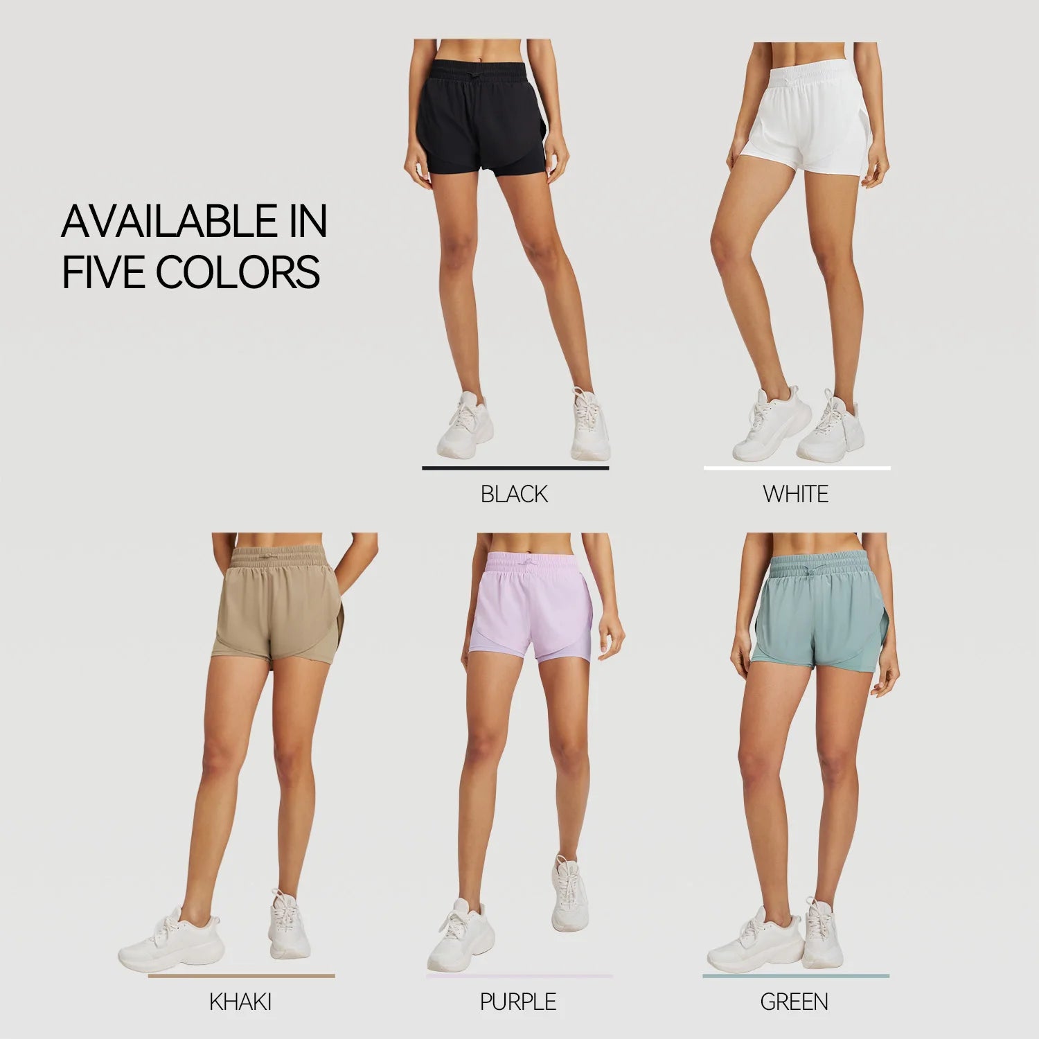 Yoga Shorts Sports Fitness Shorts High Waist Running Fake Two Pieces Anti-Shine Shorts Women's Double Layer Training Leggings