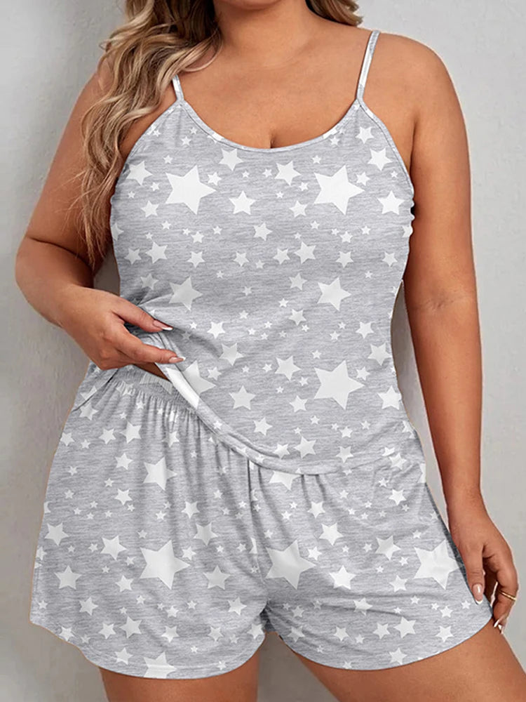 Star Print Crop Pajama Set
