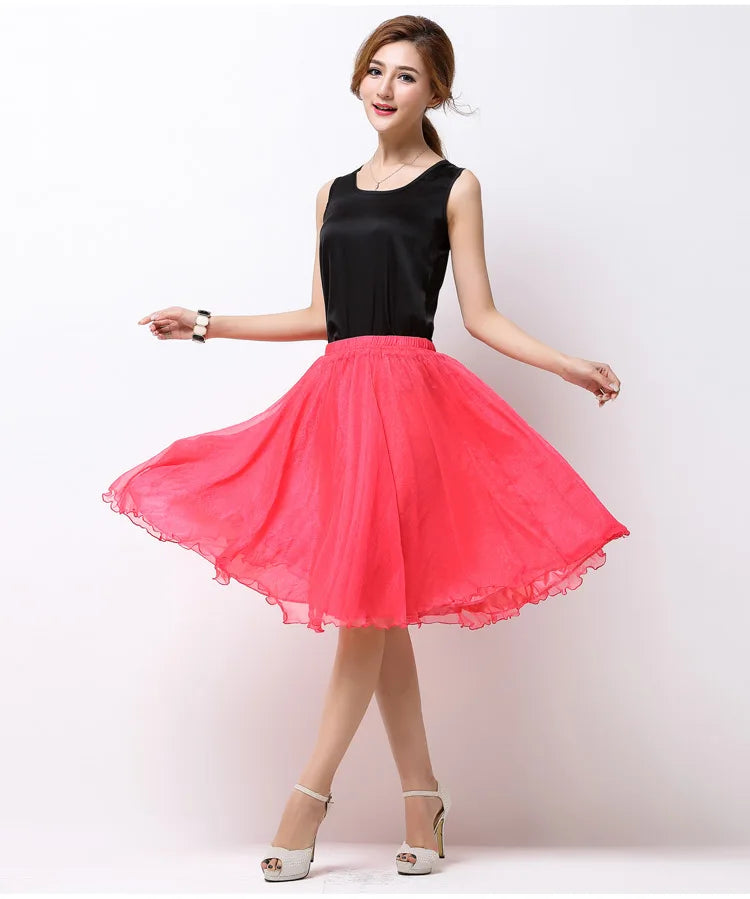 Silk Pleated High Waist Midi