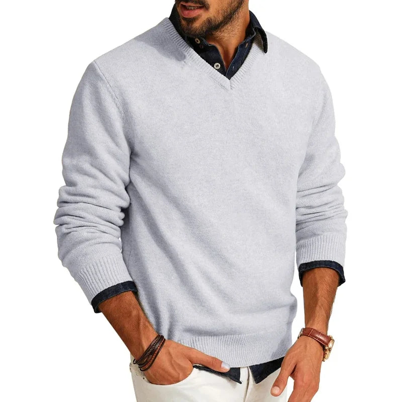 Men’s V-Neck Smart Casual Knit Pullover