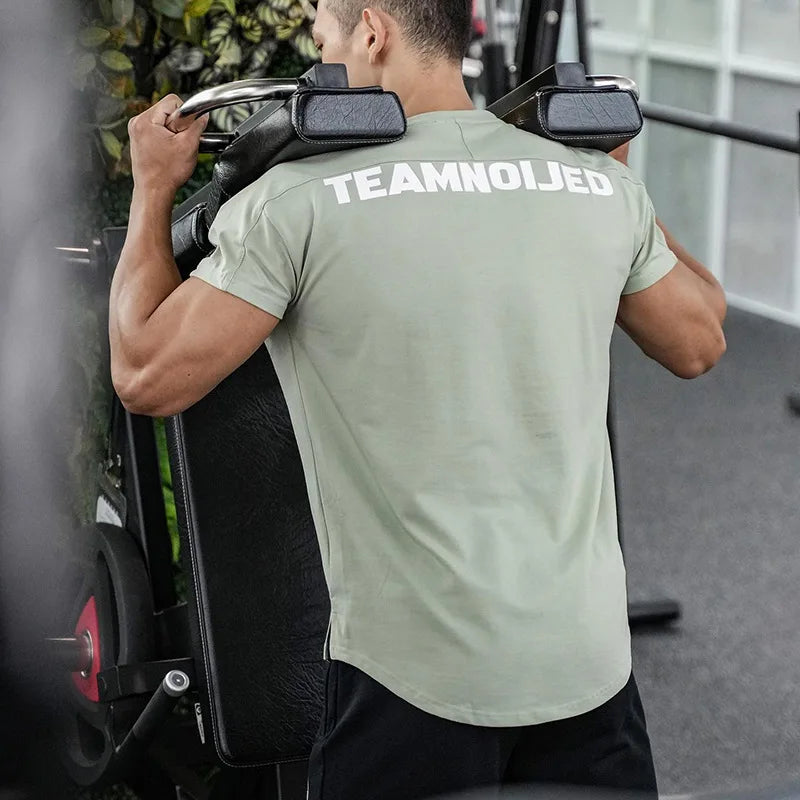 Men's Gym T Shirts Quick Dry Short Sleeve Summer Sports T-shirt Elastic Fitness Workout Tops Casual Bodybuilding Athletic Tee