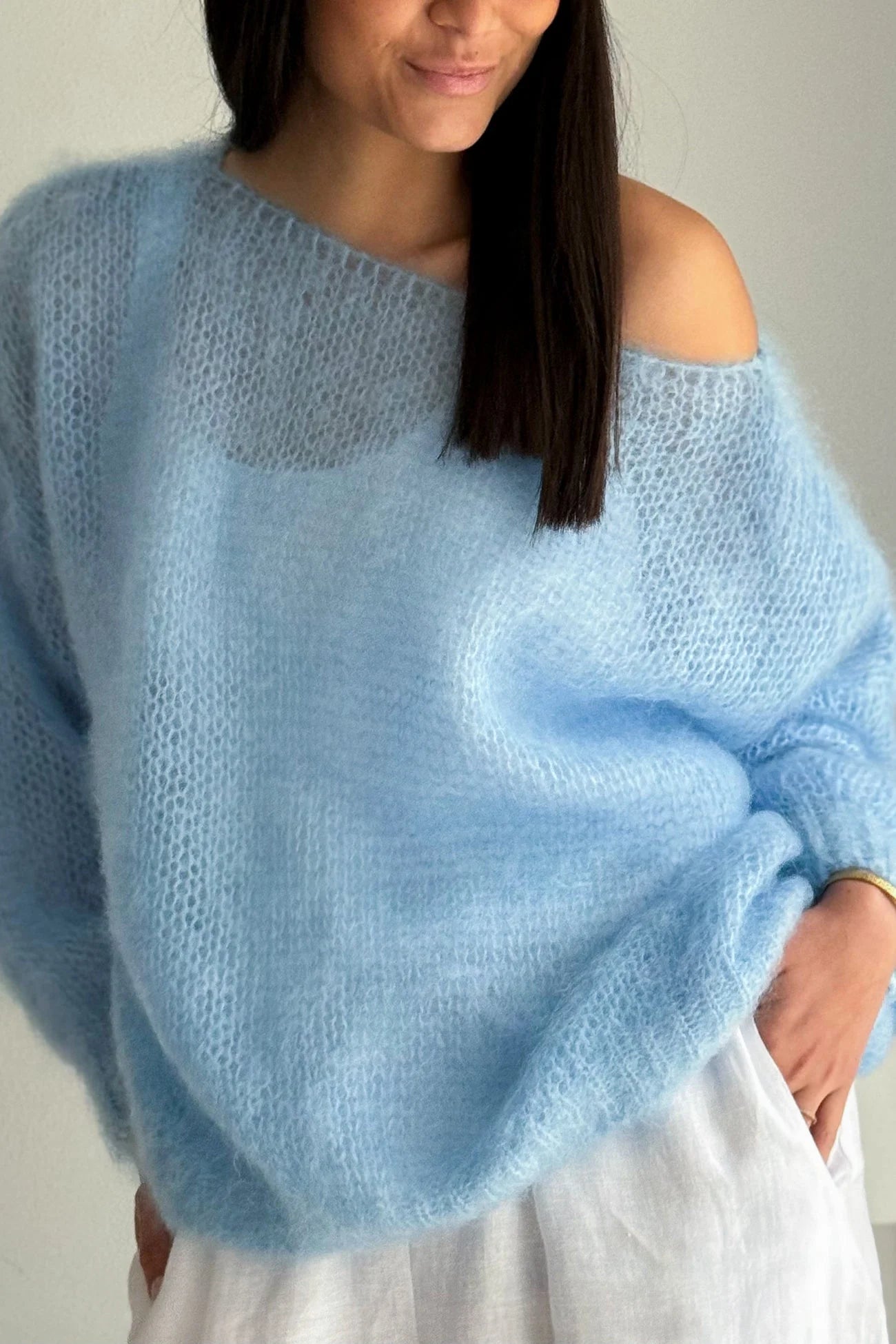 Off Shoulder Casual Knit Pullover