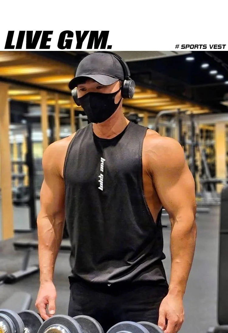 Men's Gym Clothing Summer Casual Tank Top Bodybuilding Sleeveless Shirt Sports Quick Dry Fitness Vest Workout Running Undershirt