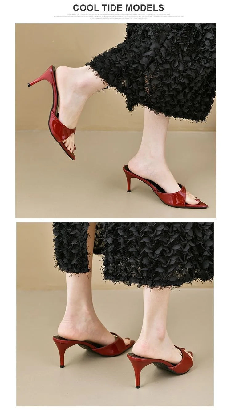 Women's High Heels Summer Slippers Women Sandals Fashion Classic Pointy Open Toe Stiletto Heels Sexy 2026 High-heeled Slippers