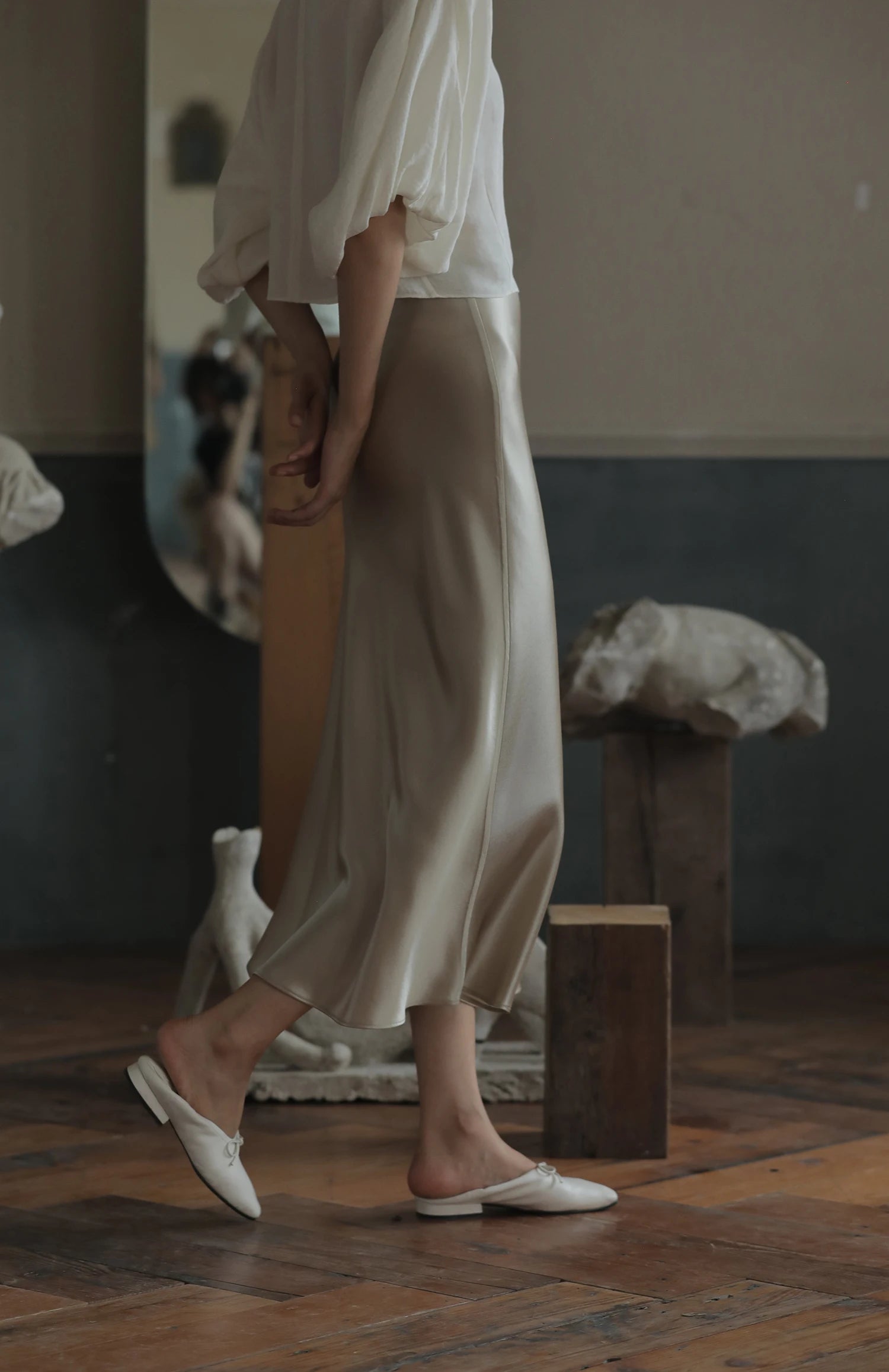 Elegant Satin A-Line Summer Skirt