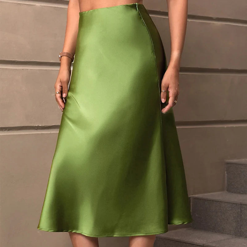 Elegant Summer A-Line Midi Skirt