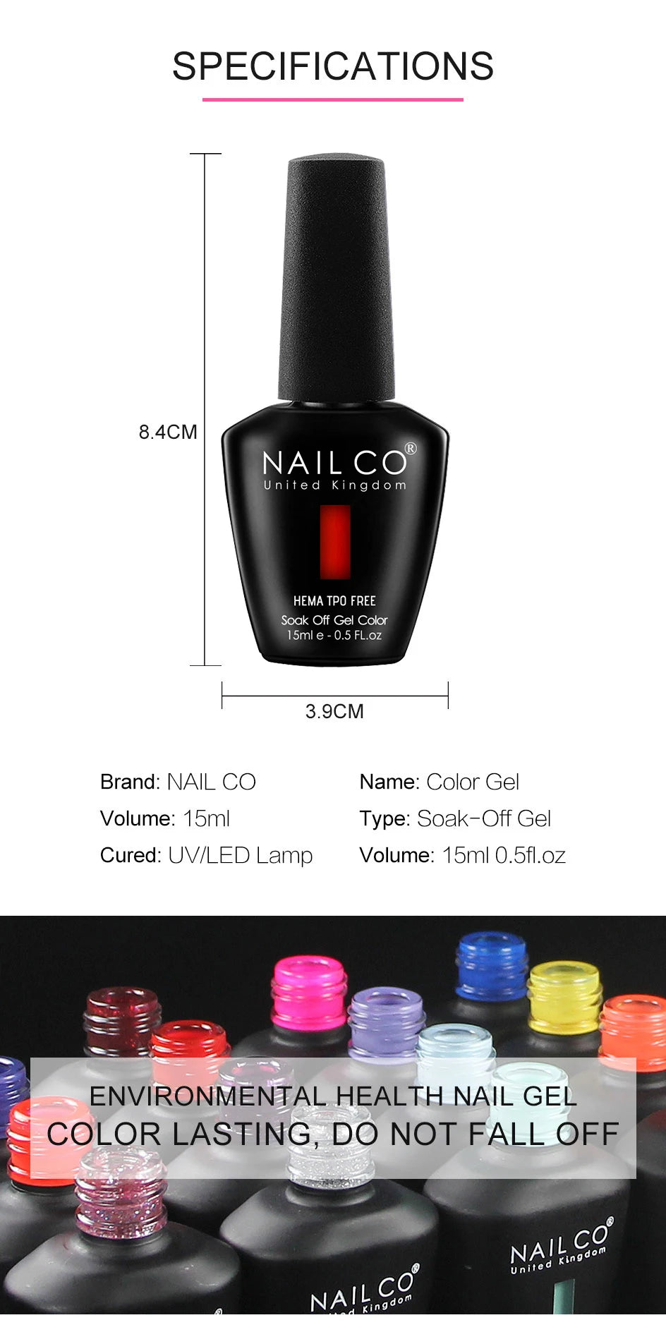 NAILCO 15ml Nail Gel Polish Semi Permanent UV Varnish Nails Art Gel Vernis Manicure TOP BASE Nails Products Supplies Equipment