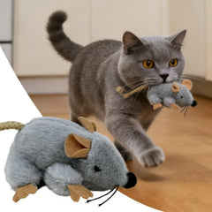 Plush Cat Toy Mouse Realistic Moving Tail with Sound Interactive Kitten Toys for Indoor Cats Hunting Game Play Pet Supplies