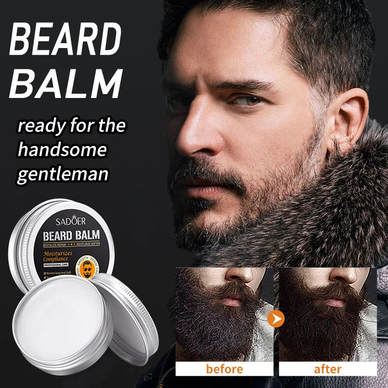 Men's Beard Care Set, Beard Oil, Beard Balm, Moisturizing, Nourishing, Softening and Smoothing, with Trimming Tools & Bear