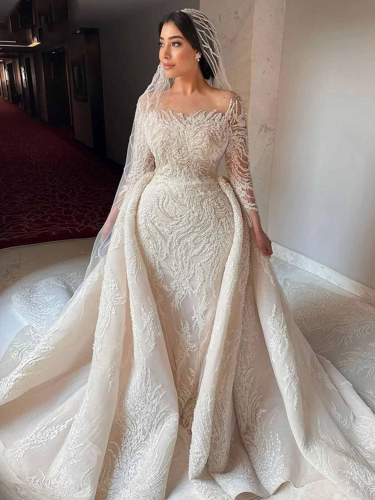 Luxury Beaded Mermaid Wedding Gown