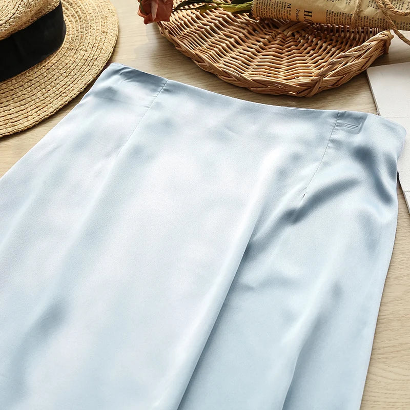 Satin Short Skirts For Women Slim Fit Office Pencil Skirts Streetwear Hot Girls Casual Simple Free Shipping