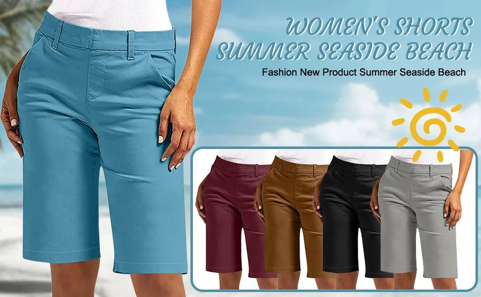 Trendy High Waist Chino Shorts