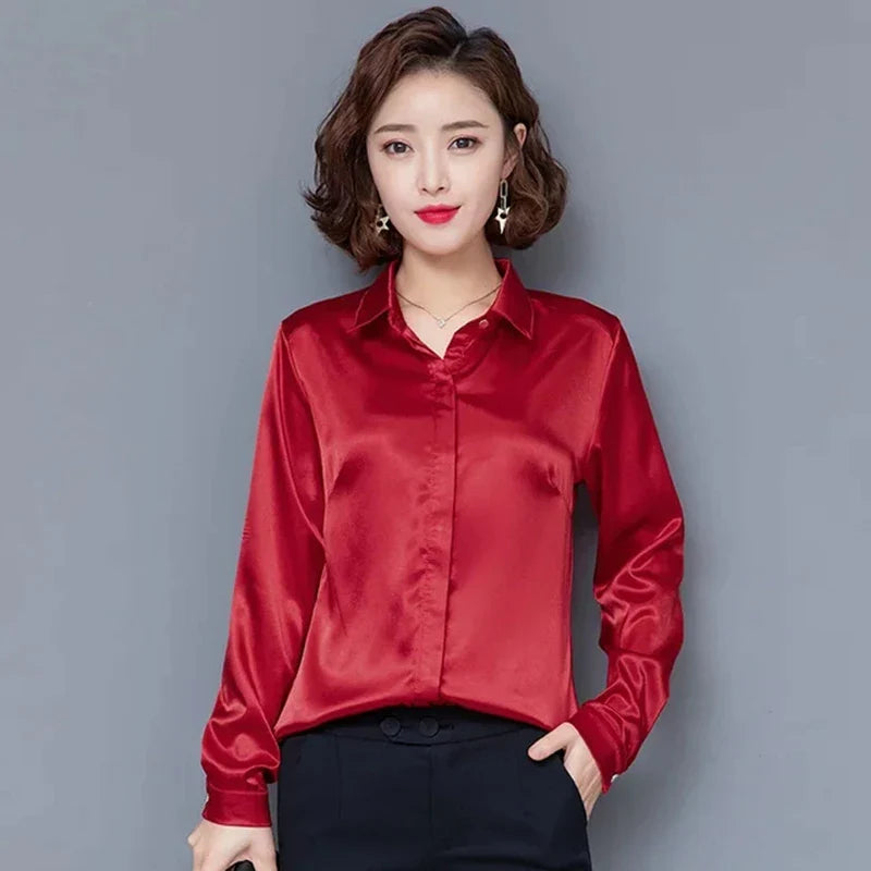 Elegant Satin Silk Office Blouse