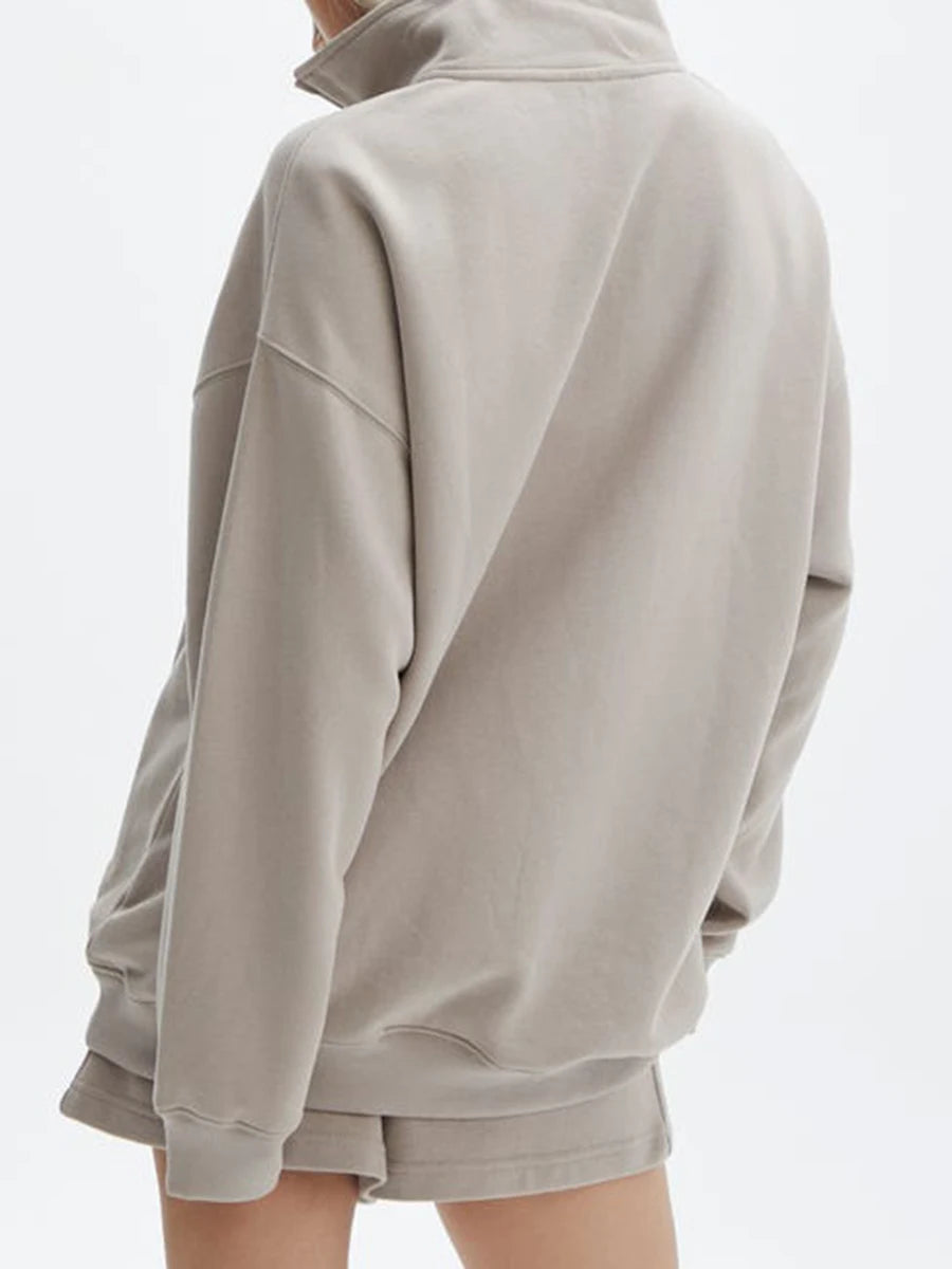 Velvet Zip Sweatshirt Shorts Set