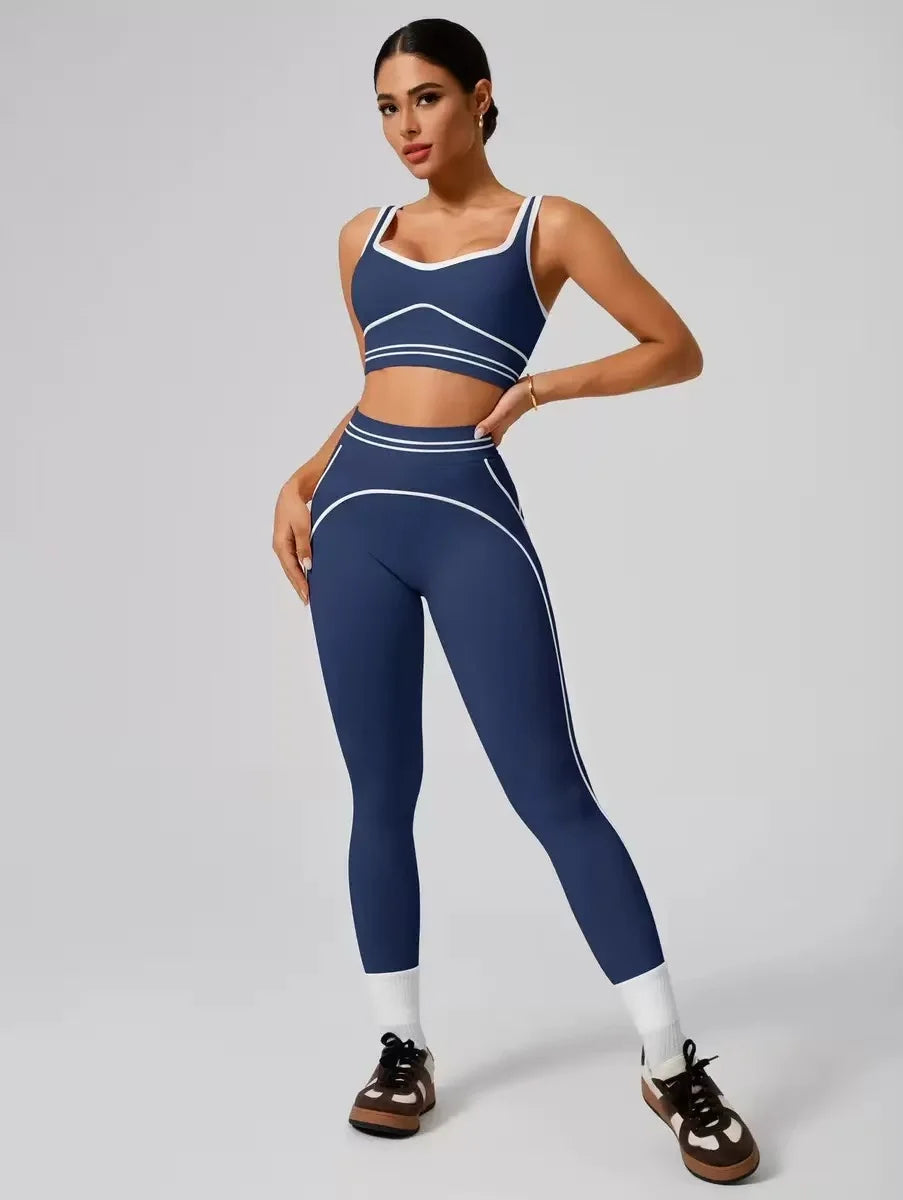 Women Yoga Set Sports Bra High Waist Leggings Gym Workout Fitness Activewear Stretch 2 Piece Suit