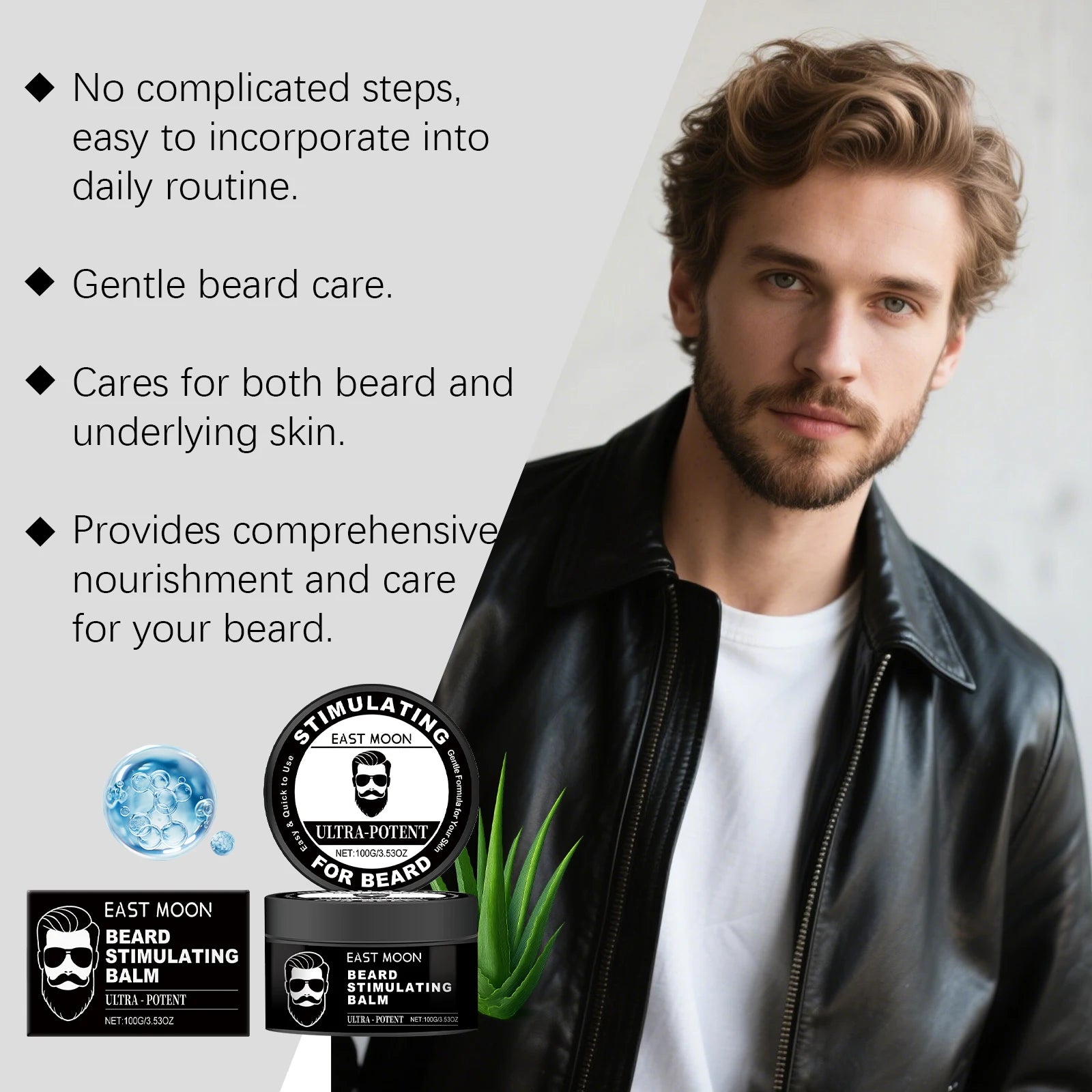 Men's Beard Care Balm – Softens Beards, Deep Nourishment, Soothes Redness, Non-Irritating, Suitable for Sensitive Skin