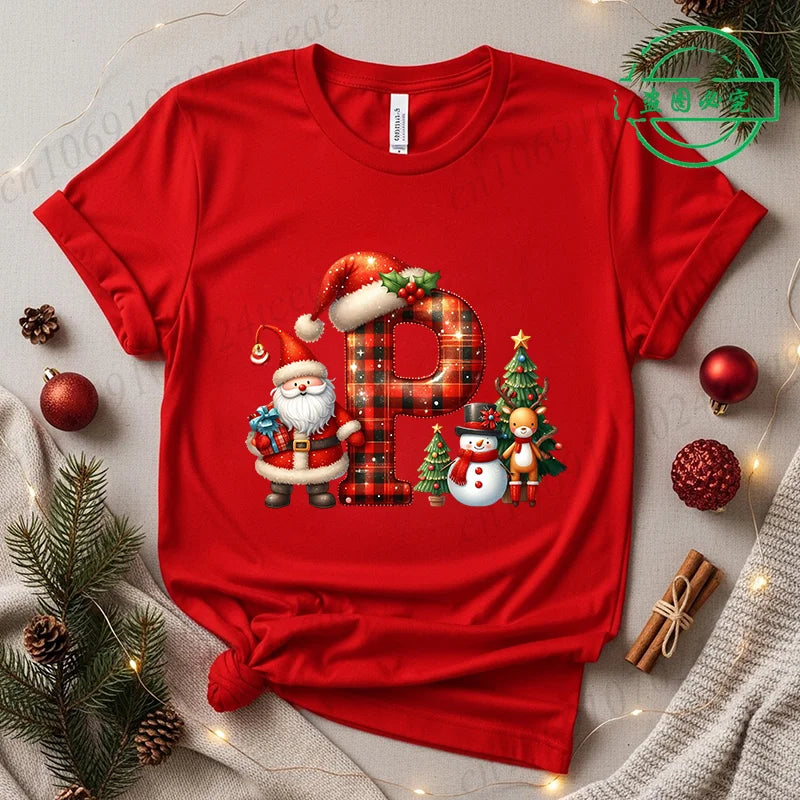 Festive Alphabet Holiday Casual Tee
