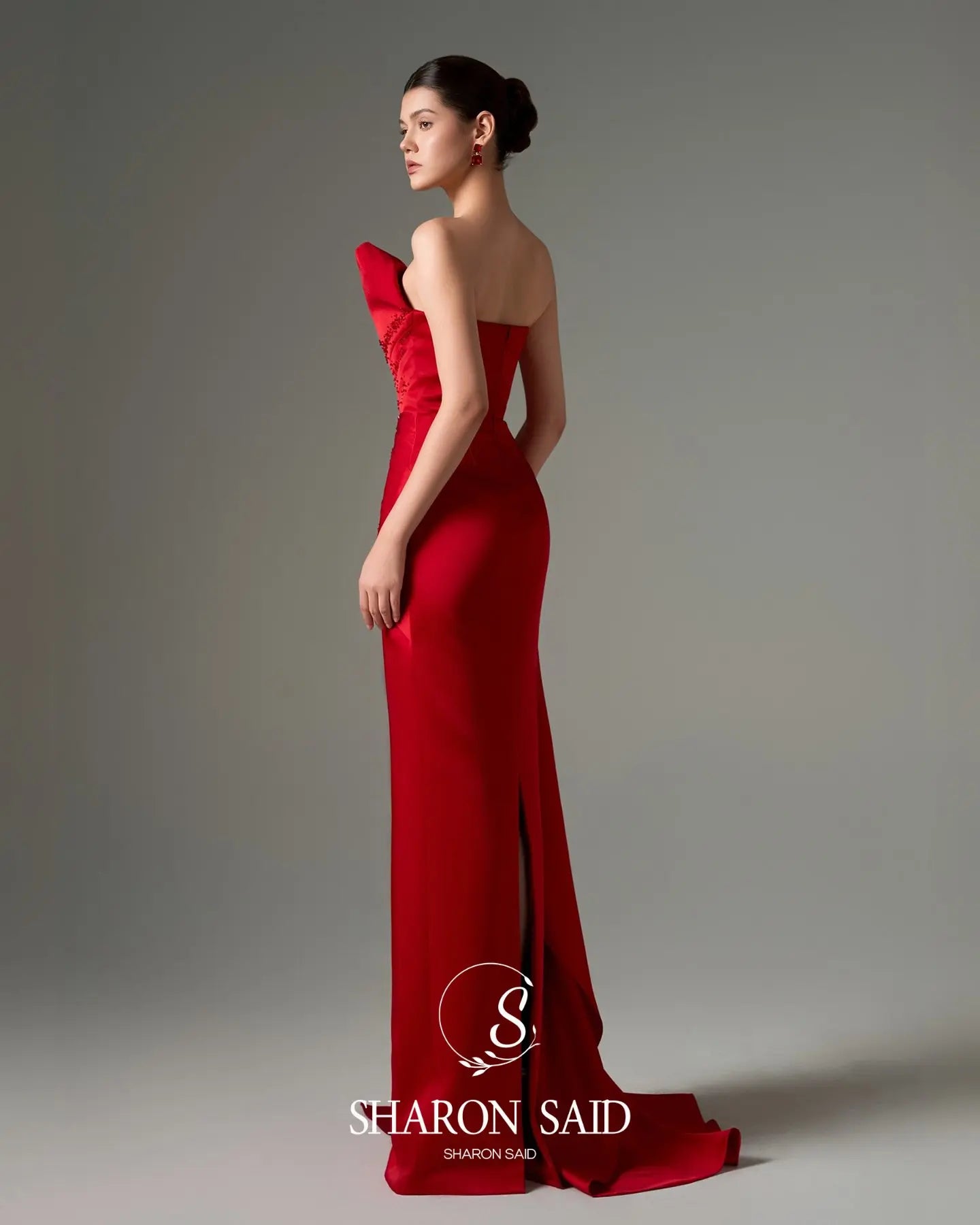 Strapless Satin Mermaid Evening Gown