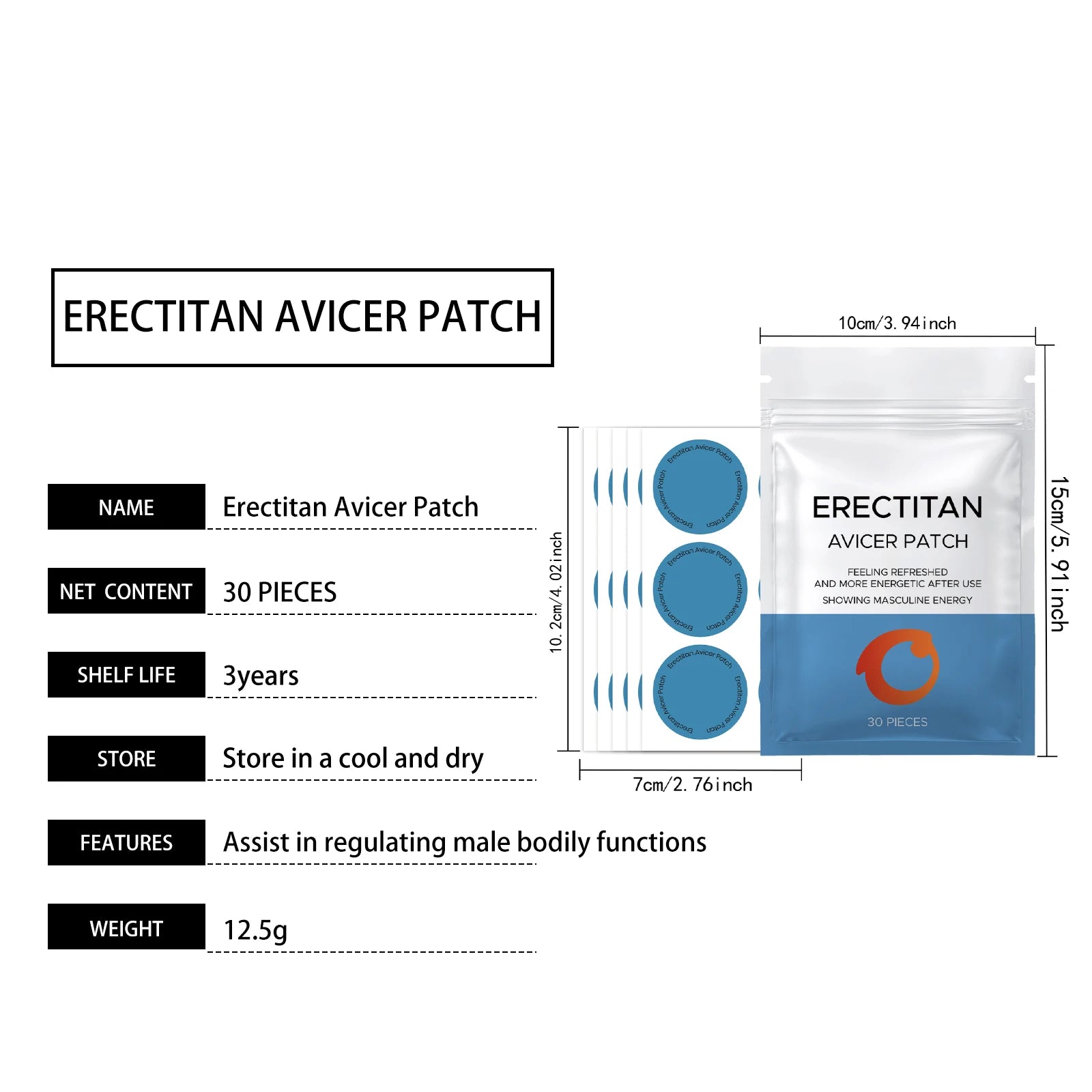 Men's Daily Skin Care Patch - All-in-One Gentle & Mild Formula, External Use for Full Body,Nourishes & Sustains Comfortable Skin