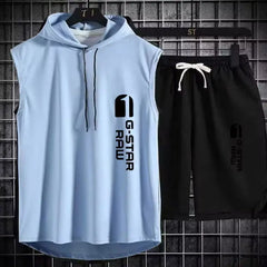 Men's track suit summer sportswear two-piece t-shirt shorts brand tracksuit jogging men's sports suit fitness clothes exercise