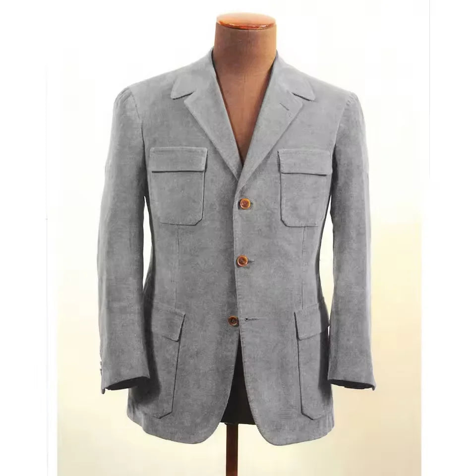 Faux Suede Slim Fit Blazer