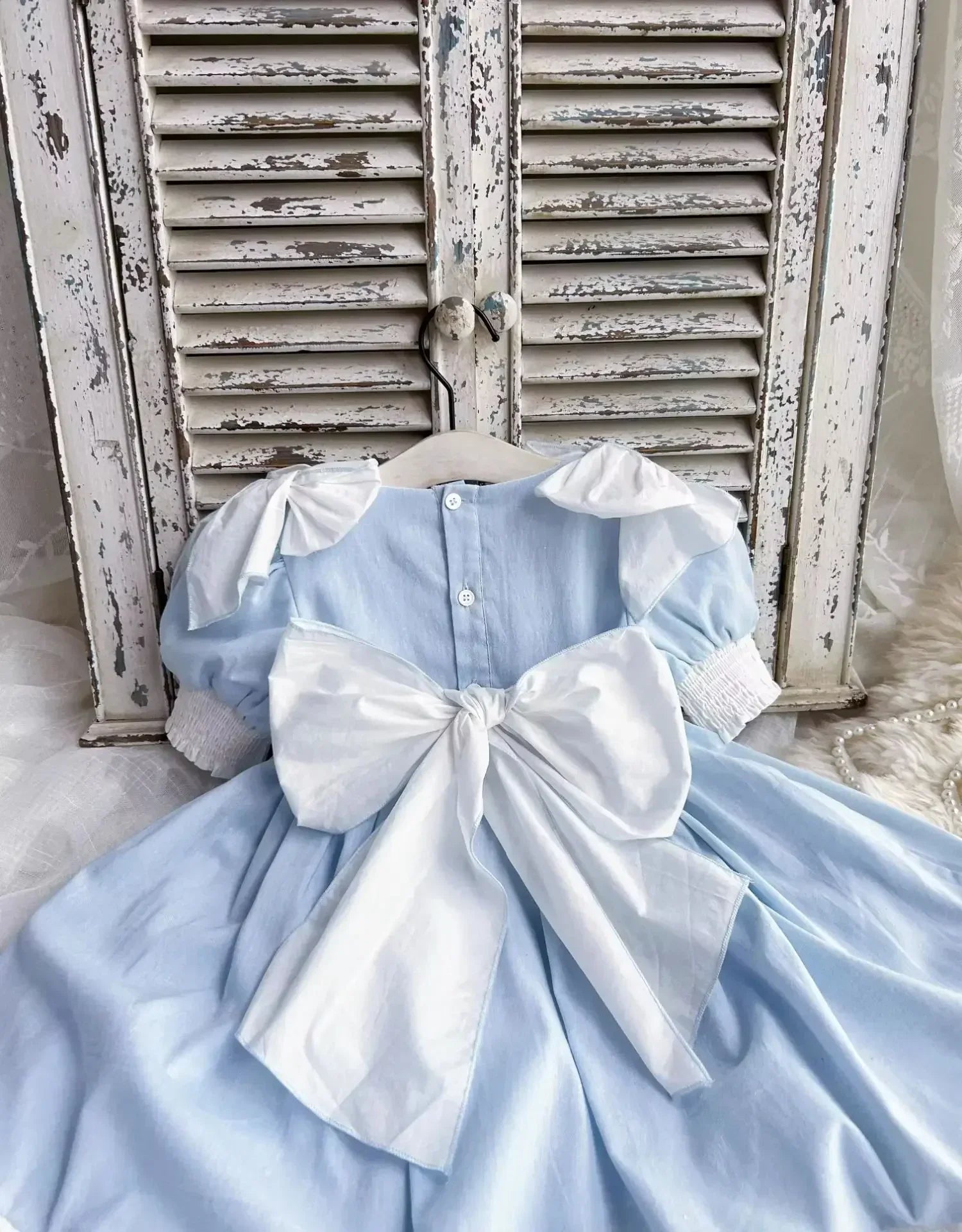 Embroidered Bow Princess Girls Dress