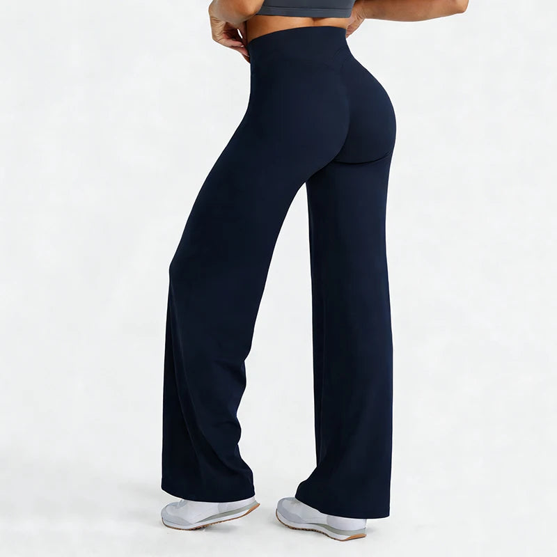 Sports Yoga High Waist Flared Leggings Women Gym Naked Feel Lift The Hips Wide Leg Pants Woman Pilates Running Sport Trousers