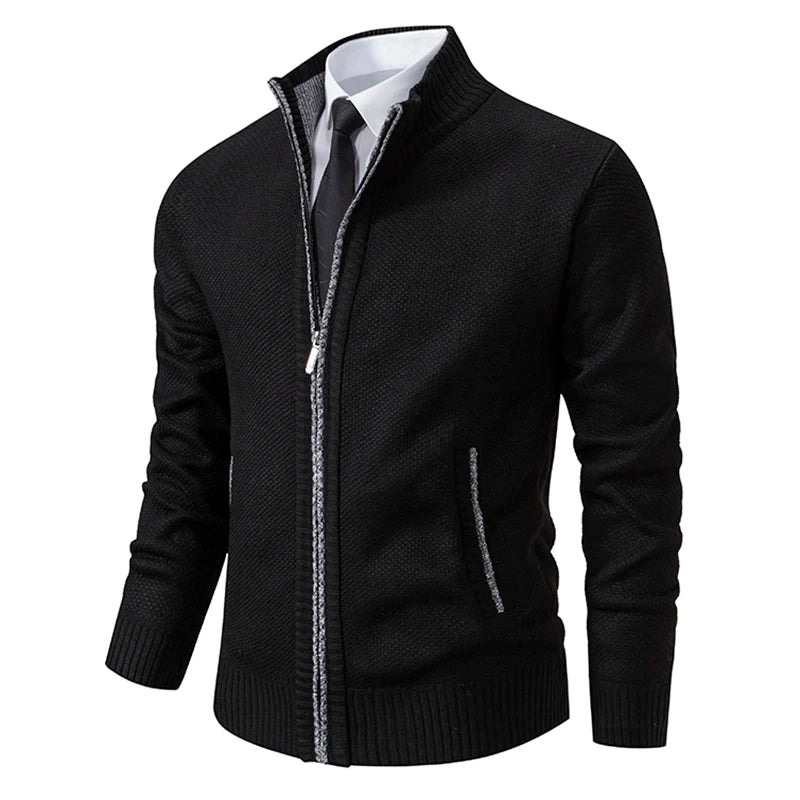 Stand Collar Fleece Zip Cardigan