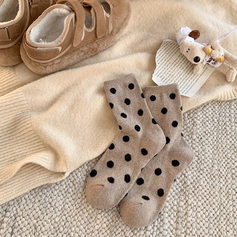 Polka Velvet Winter Socks