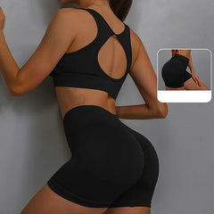 2Pcs Women Yoga Outfit Set Sports Fitness Vest Running Workout Shorts Suit Gym Training Active Wear Handmade Accessory