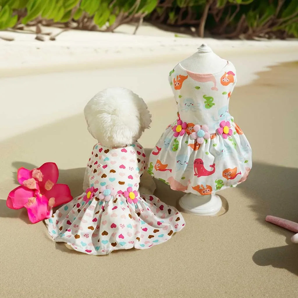 Adorable Printed Puppy Summer Dress