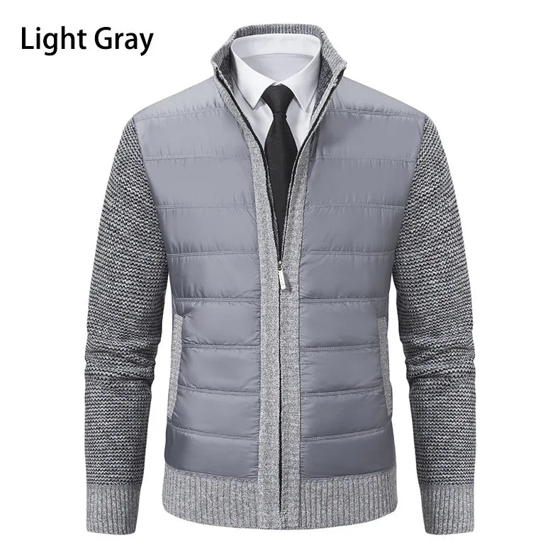 Autumn Winter Sweaters for Men Casual Knitted Sweaters Large Size Solid Color Plus Velvet Cardigan Knitted Sweater Cotton Coat