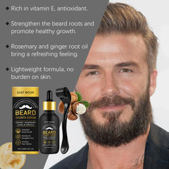 Beard Thickening Care Oil with Roller Ball 0.25mm Strengthen Hair Roots Nourishing Soften Beard Oil for Men Grooming Beard Care