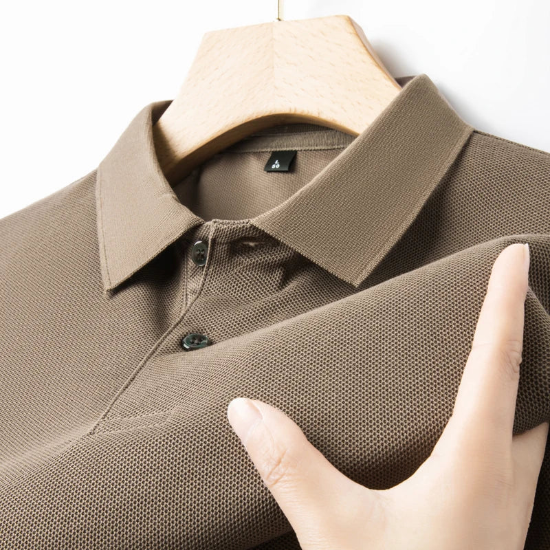 Classic Men Short Sleeve Polo Shirt 100% Mercerized Cotton Breathable Summer Golf Business Casual Athletic Tops
