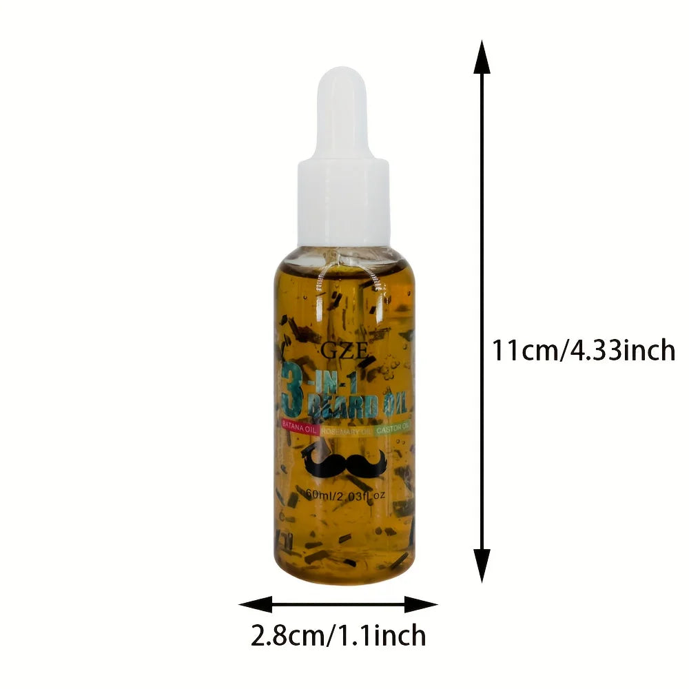 GZE 3-in-1 Beard Oil for Care - Moisturizes Beard & Conditions Skin - Eliminates Flakes - For Men with Short or Long Facial Hair