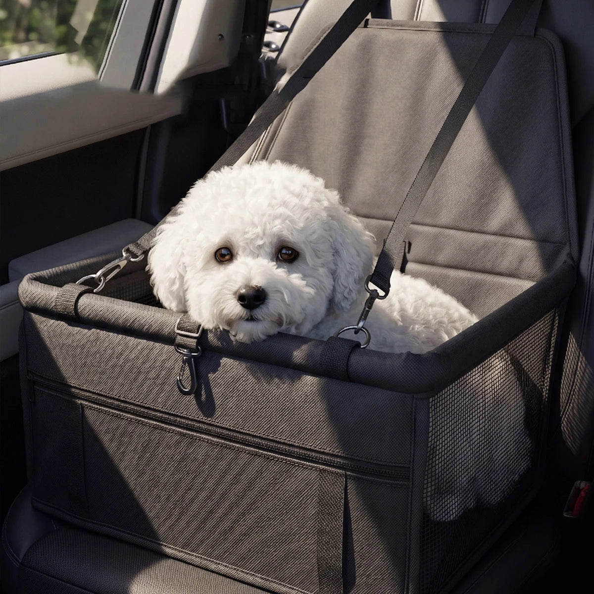 Waterproof and anti-slip pet transportation bag for cars, breathable dog travel seat cover, suitable for car seats