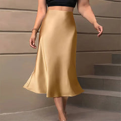 Satin A-Line Midi Skirt