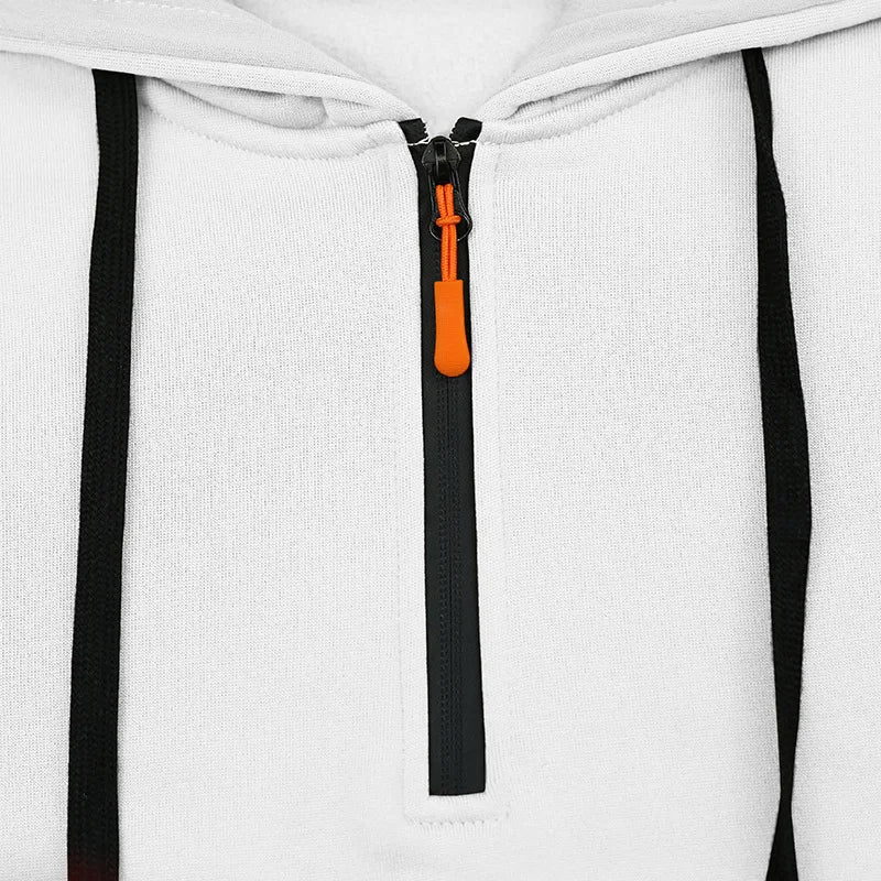 Men's Heavyweight Fleece-Lined Casual Tracksuit Set for Winter - Loose-Fit, Half-Zip, 2-Piece Workwear Style