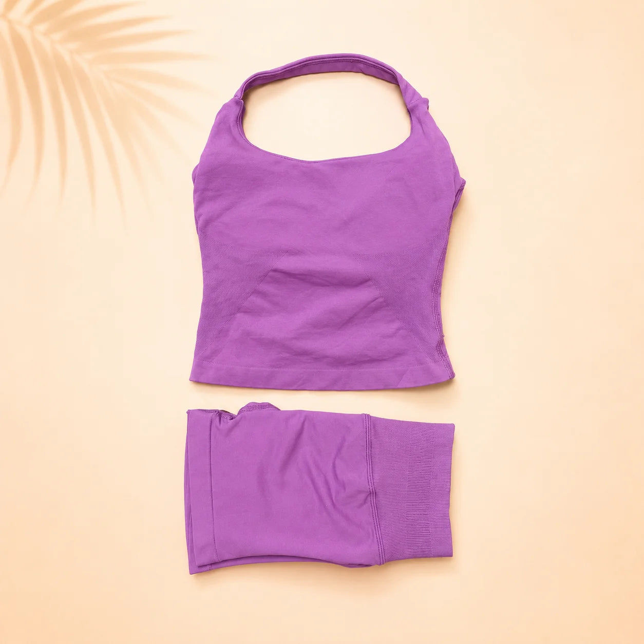 Women Seamless Yoga Set Halter Sports Bra Scrunch Butt Shorts 2 Piece Gym Workout Fitness Activewear High Waist Athletic Outfit
