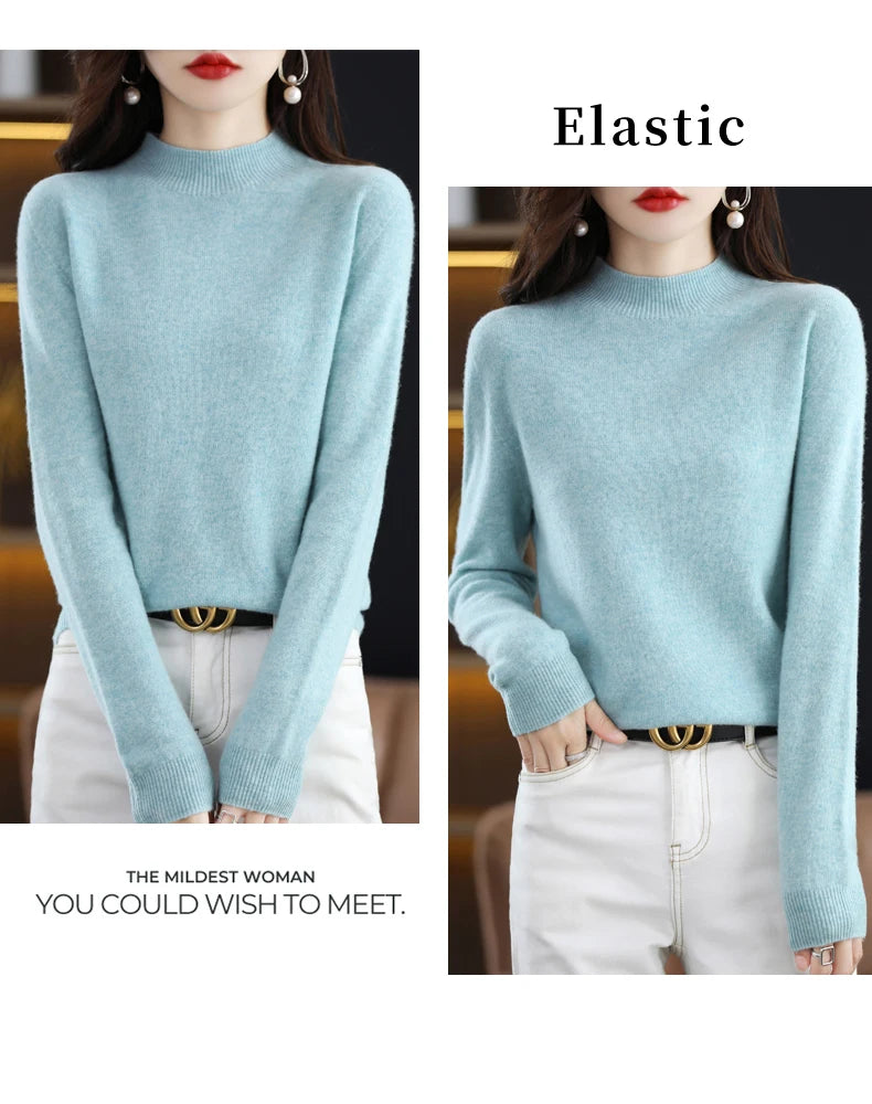 Merino Wool Mock Neck Pullover