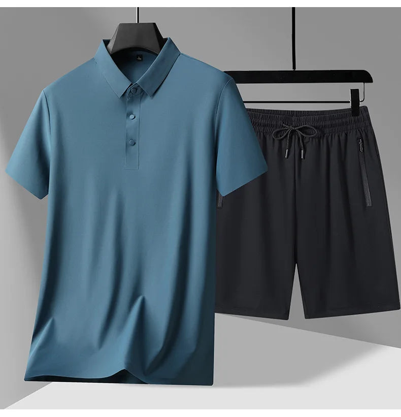 polo Shirts + shorts 2024 summer new style fashion Sportswear Men's Casual Sets Male Fashion shirts and shorts full size M-4XL