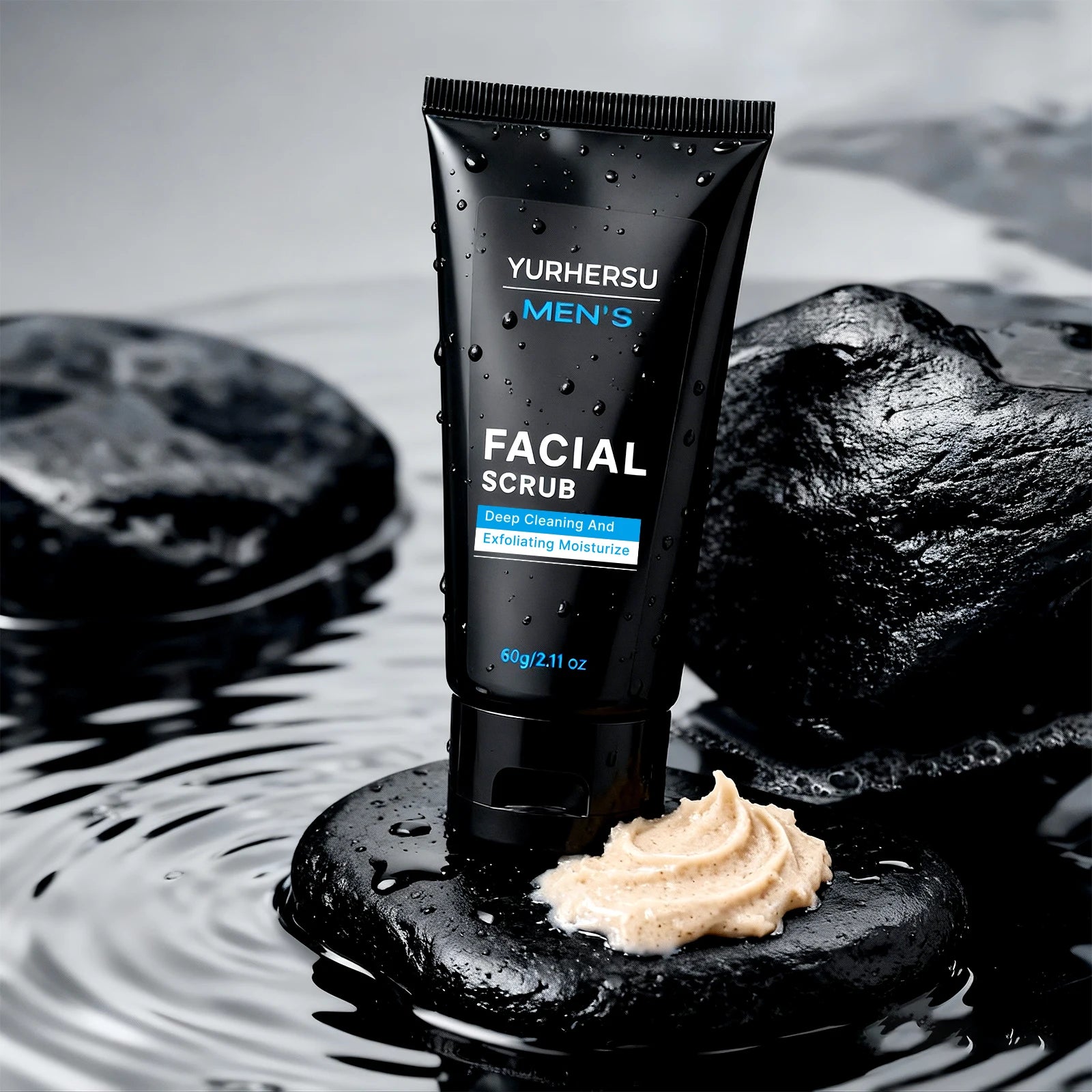 Oil Control Exfoliating Face Scrub for Men - Deep Pore Cleansing, Acne, Blackhead Removal, Oily Skin, Post-Shave, 60g