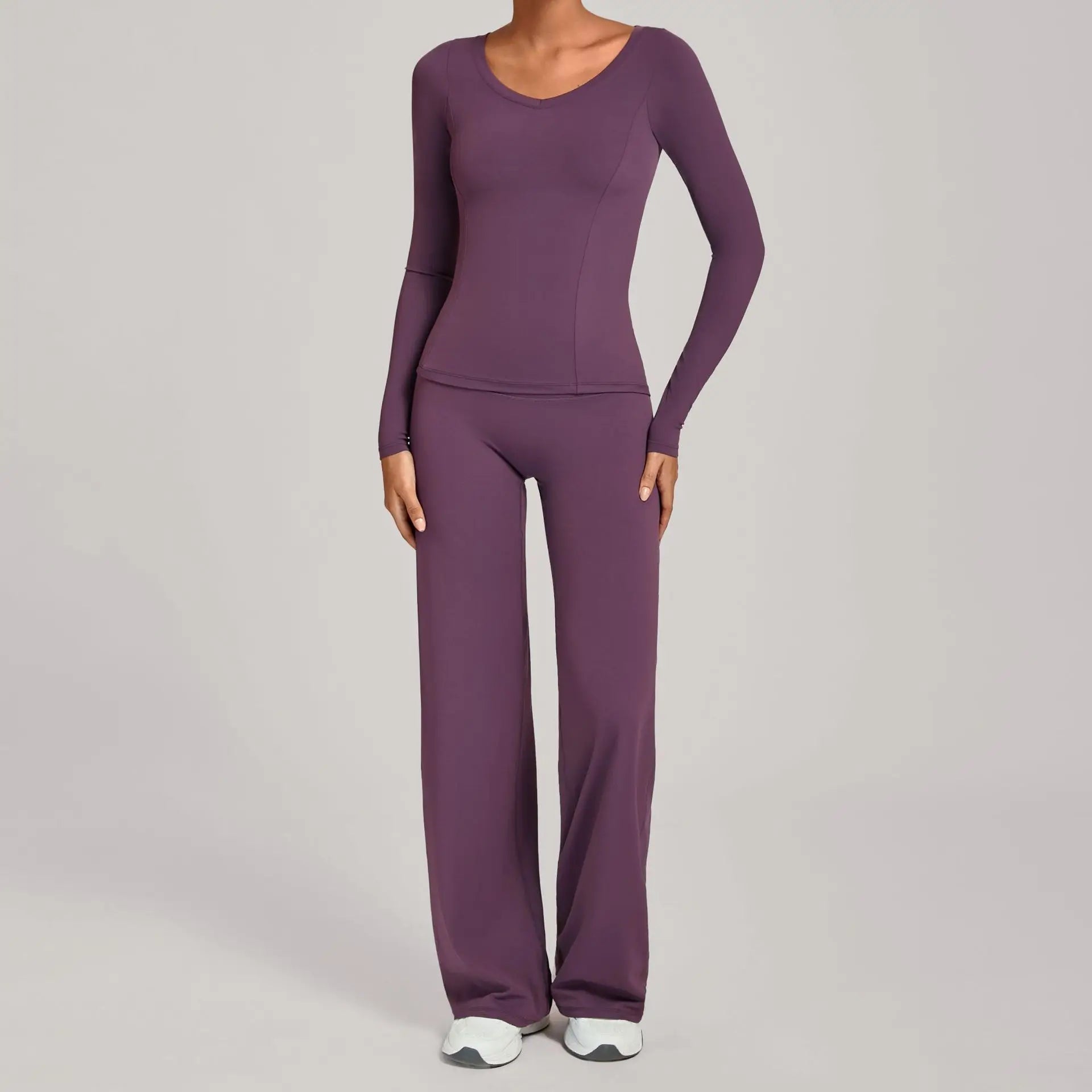 2PCS Yoga Set Women Yoga Pant Workout Tracksuit Sportswear Gym High Waist Straight Leg Bottoms Fitness Bta Sports Suit XP01